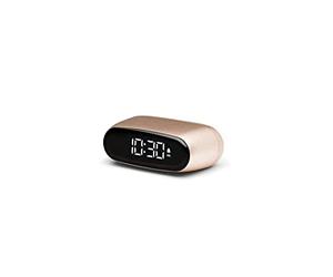 Lexon MINUT Mini Despertador Compacto con Pantalla VA LCD Pure Black, Control táctil, función Snooze y retroiluminación, batería Recargable, Acabado Aluminio - Oro