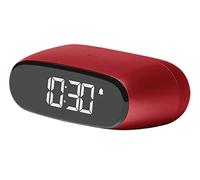 Lexon MINUT Mini Despertador Compacto con Pantalla VA LCD Pure Black, Control táctil, función Snooze y retroiluminación, batería Recargable, Acabado de Aluminio - Rojo Oscuro