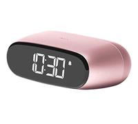 Lexon MINUT Mini Despertador Compacto con Pantalla VA LCD Pure Black, Control Táctil, Función Snooze y Retroiluminación, Batería Recargable, Acabado Aluminio - Rosa