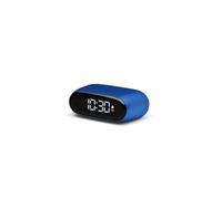 Lexon MINUT Mini Despertador compacto con pantalla VA LCD Pure Black, control táctil, función Snooze y retroiluminación, batería recargable, acabado de aluminio - Azul