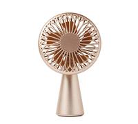 Lexon Wino - Mini Ventilador de Escritorio Inalámbrico, 3 Velocidades de Flujo de Aire, Aspas Ultra Silenciosas, Autonomía: 5h, Recargable vía USB-C (cable incluido) o QI Wireless - Dorado