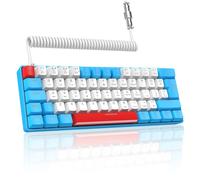 LexonElec T60 PRO 60% teclado mecánico+ratón programable+cable de teclado personalizado, teclado para juegos con interruptor rojo lineal retroiluminado RGB LED, ratón RGB 6400 DPI, cable de aviador de metal desmontable de TPU (azul)