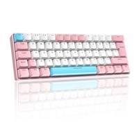LexonElec Teclado mecánico para juegos con 60% de diseño británico, 62 teclas ultracompactas, interruptores azules, teclado con cable de colores mezclados, 19 modos de retroiluminación RGB - Rosa