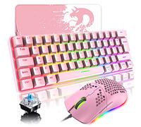 LexonElec Teclado portátil 60% mecánico para juegos, mini teclado de oficina con cable de 62 teclas, retroiluminación LED con interruptor azul para Windows Laptop Mac, fácil de viajar