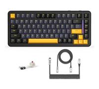 LexonElec X Attack Shark M86 Pro Teclado mecánico inalámbrico, BT/2.4G/con Cable, 4000 mAh, Hot-swappable, Interruptor Lineal, PBT, QWERTY, Teclado para Juegos RGB y Cable en Espiral. (Negro)