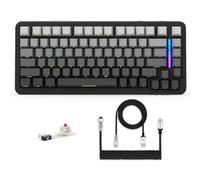 LexonElec X Attack Shark M86 Pro Teclado mecánico inalámbrico, BT/2.4G/con Cable, 4000 mAh, Hot-swappable, Interruptor Lineal, QWERTY, Teclado para Juegos RGB y Cable en Espiral. (Negro Degradado)