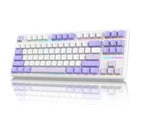 LexonElec X Attack Shark X87 Teclado mecánico inalámbrico, Tri-Modo-Bluetooth/2,4G/con Cable, Intercambiable en Caliente, Teclado QWERTY, Tecla PBT de 87 Teclas, Retroiluminación RGB(Púrpura)