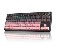 LexonElec X Attack Shark X87 Teclado mecánico inalámbrico, Tri-Modo-Bluetooth/2,4G/con Cable, Intercambiable en Caliente, Teclado QWERTY, Tecla PBT de 87 Teclas, Retroiluminación RGB(Negro Rosa)