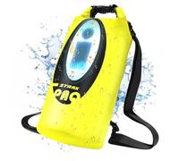 LexonElec x ZTARX Bolsa Seca Impermeable, Bolsa Seca Enrollable de 10 litros con Carga Solar, Altavoz Bluetooth y luz LED, Mochila Flotantepara Kayak, Escalada, Camping, Playa- Amarillo Fluorescente