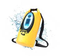 LexonElec x ZTARX Bolsa Seca Impermeable, Bolsa Seca Enrollable de 10 litros con Carga Solar, Altavoz Bluetooth y luz LED, Mochila Flotantepara Kayak, Escalada, Camping, Playa- Amarillo