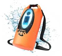 LexonElec x ZTARX Bolsa Seca Impermeable, Bolsa Seca Enrollable de 10 litros con Carga Solar, Altavoz Bluetooth y luz LED, Mochila Flotantepara Kayak, Escalada, Camping, Playa-Naranja