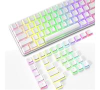 LexonTech MK21 Keycaps 60-87-104 Double Shot retroiluminado PBT Pudding Keycap Set (Blanco)
