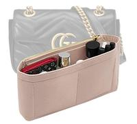 LEXSION Organizador de fieltro con cremallera, pequeño para bolso de mano para bolso de hombro GG Marmont Matelasse (paquete de 2), pequeño 8030, color beige