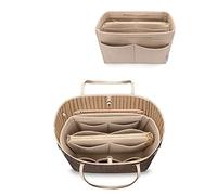 LEXSION Organizador de fieltro para bolso con cremallera, ajuste Speedy Neverful PM MM, 1-Beige, delgado grande