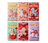 Lexsyn Sobres rojos de año nuevo chino para el año del caballo | Suministros de fiesta para la felicidad y la promesa de la felicidad,Sobres Lunares de Año Nuevo para el Año del Caballo 2026 | Para