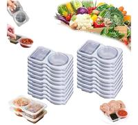 LexTex Reusable Grab and Go Snack Containers, Double Compartment Condiment Containers, Divided Clear Snack Pack Containers with Lids, Snack Box Containers for To-Go Sauce, Travel Snack(20pcs)