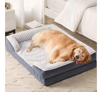 LEXTRO Cama ortopédica para perros grandes, cama de espuma para perros grandes, equipada con funda de almohada impermeable extraíble y parte inferior antideslizante, cama para mascotas