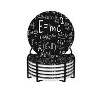 Ley de fórmula física E=Mc2,Posavasos Redondos de cerámica, Almohadilla para Tazas, Juego de 6 Posavasos para Bebidas