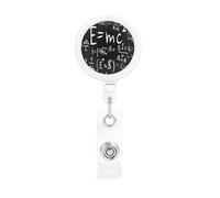 Ley de la fórmula física E=mc²,Portatarjetas retráctil, portatarjetas enrollable con clip para identificación y pinza de cocodrilo.
