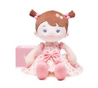 LeyaDoll Muñeca de Tela Suave (40 cm), Regalo de cumpleaños y Bautizo para niñas, Juguete cariñoso para bebés de 0 a 3 años, mi Primer ángel de la Guarda-Daydream-Cherry-Girl-Light