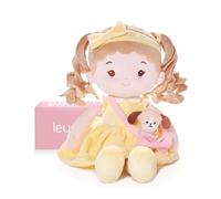 LeyaDoll Muñeca de Trapo Suave para bebés (40 cm) - Mi Primera muñeca para niña de 1 año, Regalo de cumpleaños y Navidad, Peluche para niños pequeños y bebéssunny-and-Her-Pet-Dog