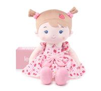 LeyaDoll Muñeca Suave (16 Pulgadas), mi Primera muñeca de Trapo para el Regalo de cumpleaños de una niña de 1 año, Regalo de Bautizo y Navidad para niña y bebé，niños pequeños -Strawberry