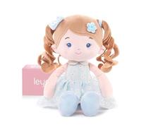 LeyaDoll Zachte Babypop 40 cm, Mijn Eerste Knuffelpop voor Meisjes vanaf 1 Jaar, Verjaardagscadeau & Kerstcadeau, Wasbare Stoffen Pop voor Peuters en Baby’s-Melia-Girl-Blue