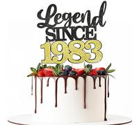 Leyenda desde 1983 Cake Topper 40th Birthday Cake Toppers Happy Black & Golden Cake Decoración para cuarenta años Hombres y mujeres Suministros de fiesta de cumpleaños