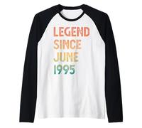 Leyenda Desde Junio 1995 30 Cumpleaños Hombres Mujeres Camiseta Manga Raglan