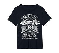 Leyendas Nacieron en noviembre de 1966 Regalo de cumpleaños Camiseta, Mujer Tallas Grandes, Negro, 4XL Grande