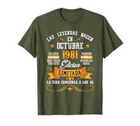 Leyendas Octubre 1981 41 Años 41 Cumpleaños Hombre Mujer Camiseta, Hombre, Verde Oliva, L