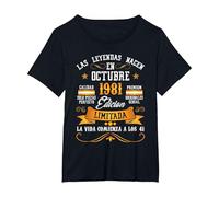 Leyendas Octubre 1981 41 Años 41 Cumpleaños Hombre Mujer Camiseta, Mujer Tallas Grandes, Negro, 3XL Grande