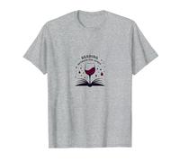 Leyendo Entre el Libro de vinos y el Arte del Amante del Vino Camiseta, Hombre, Gris Jaspeado, L