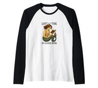 Leyendo Sirena perdida en la marea de un buen océano de libros Camiseta Manga Raglan