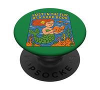 Leyendo Sirena perdida en la marea de un buen océano de libros PopSockets PopGrip Adhesivo
