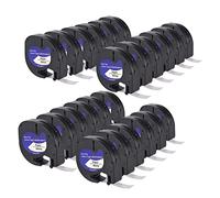 LEYF 24 cintas de etiquetas compatibles con Dymo 91200, 12 mm x 4 mm, cinta de etiquetas para Dymo LetraTag LT-100H, LT-100H Plus, LT-100T, LT-100T Plus, 2000, QX50, XM, XR, impermeable, negro sobre