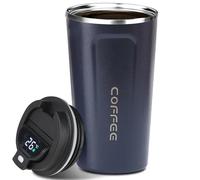 LEYF Taza térmica de acero inoxidable de 510 ml, taza de café para llevar, indicador de temperatura, taza de café inteligente, taza térmica aislada, portátil y apta para viajes, taza térmica