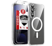 LeYi Anti-Amarillo Clara Funda para Samsung Galaxy S24 Fe [NO S24]: Carcasa [con Magsafe] Magnética 2 Protector de Pantalla Movil Capa Antigolpes Anti-Choques Bumper S 24Fe, Transparente