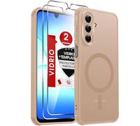 LeYi Funda Mate para Samsung Galaxy A17 y Protector de Cámara, Compatible con MagSafe Magnetic,Carcasa Antigolpes Helada Translúcida Antihuellas con 2 Piezas Cristal Templado, Verde Menta