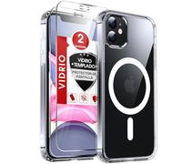 LeYi Funda Magnética para iPhone 11 Compatible con MagSafe [2-Unidades] Cristal Templado, Anti - Amarillo Case Silicona TPU Movil Carcasa Antigolpes Clear i phon Capa，Transparente