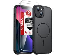 LeYi Funda Magnética para iPhone 13, [2 Piezas Cristal Templado+Lleno Cámara Proteccion] Compatible con MagSafe Movil Carcasa Antigolpes Antihuellas Cuerpo Completo, Negro