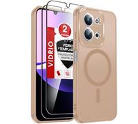 LeYi Funda Magnética para Redmi 15C/15 C 4G/5G/Xiaomi Poco C85 4G Compatible con MagSafe [2X Protector de Pantalla] Movil Carcasa Antigolpes Helada Translúcida Antihuellas Cuerpo, Dorado