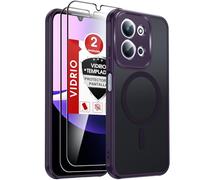 LeYi Funda Magnética para Redmi 15C/15 C 4G/5G/Xiaomi Poco C85 4G Compatible con MagSafe [2X Protector de Pantalla] Movil Carcasa Antigolpes Helada Translúcida Antihuellas Cuerpo Completo, Morado