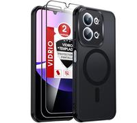 LeYi Funda Magnética para Redmi 15C/15 C 4G/5G/Xiaomi Poco C85 4G Compatible con MagSafe [2X Protector de Pantalla] Movil Carcasa Antigolpes Helada Translúcida Antihuellas Cuerpo Completo Capa, Negro