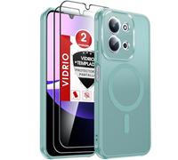 LeYi Funda Magnética para Redmi 15C/15 C 4G/5G/Xiaomi Poco C85 4G Compatible con MagSafe [2X Protector de Pantalla] Movil Carcasa Antigolpes Helada Translúcida Antihuellas Cuerpo, Verde Menta