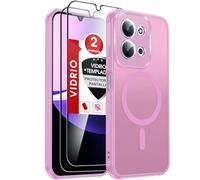 LeYi Funda Magnética para Redmi 15C/15 C 4G/5G/Xiaomi Poco C85 4G Compatible con MagSafe [2X Protector de Pantalla] Movil Carcasa Antigolpes Helada Translúcida Antihuellas Cuerpo Completo Capa, Rosa
