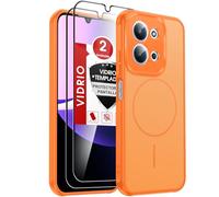 LeYi Funda Magnética para Redmi 15C 4G/5G/Xiaomi Poco C85 4G, Naranja | [2X Protector de Pantalla] Movil Carcasa Antigolpes Helada Translúcida Antihuellas Cuerpo Completo Capa