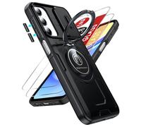 LeYi Funda Magnética para Samsung Galaxy A15/A 15 4G/5G [2 Protector Pantalla], Carcasa Cubierta cámara A Prueba de Golpes, Case Anillo Soporte Chapado Capa, Negro