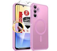 LeYi Funda Magnética para Samsung Galaxy A15 /A 15, Compatible con MagSafe [2X Protector de Pantalla] Movil Carcasa Antigolpes Helada Translúcida Antihuellas Cuerpo Completo Capa, Rosa