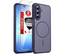 LeYi Funda Magnética para Samsung Galaxy A17 /A 17 5G / 4G, [2 Piezas Cristal Templado+Lleno Cámara Proteccion] Compatible con MagSafe Movil Carcasa Antigolpes Antihuellas Cuerpo Completo, Azul